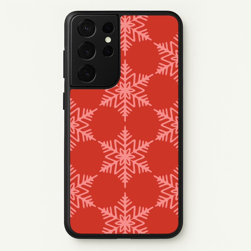 Red Giant Snowflakes Christmas Pattern Galaxy S21 Ultra Case