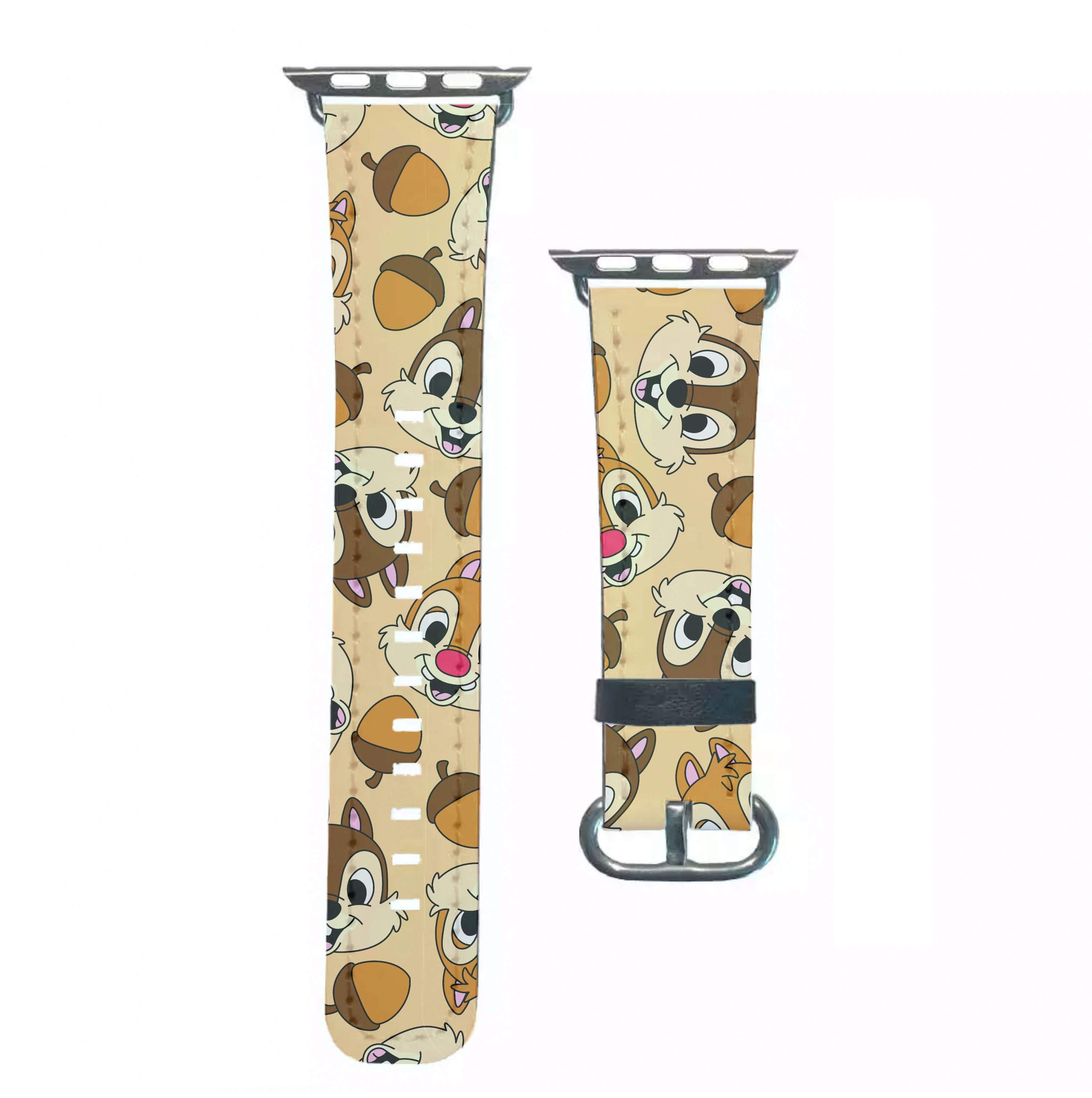 Cute Squirrels And Acorns Pattern Apple Watch Strap