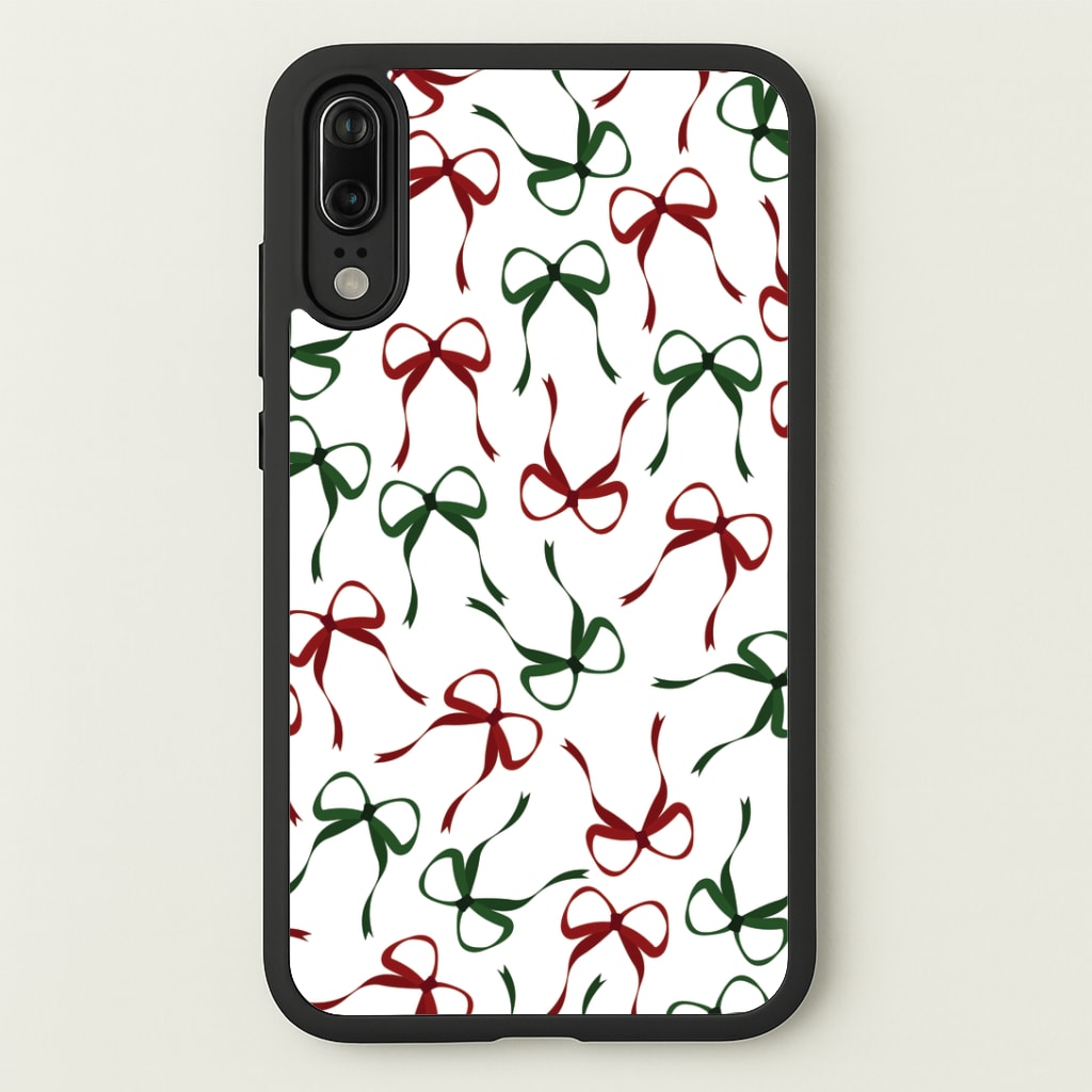 Red And Green Coquette Christmas Bows Pattern Huawei P20 Case