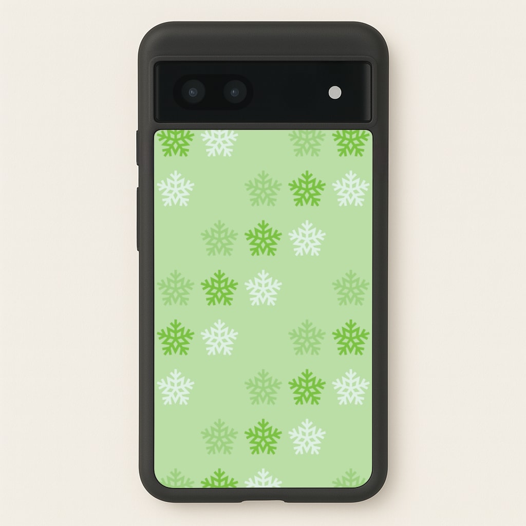 Green Slowflakes Christmas Pattern Google Pixel 6a Case