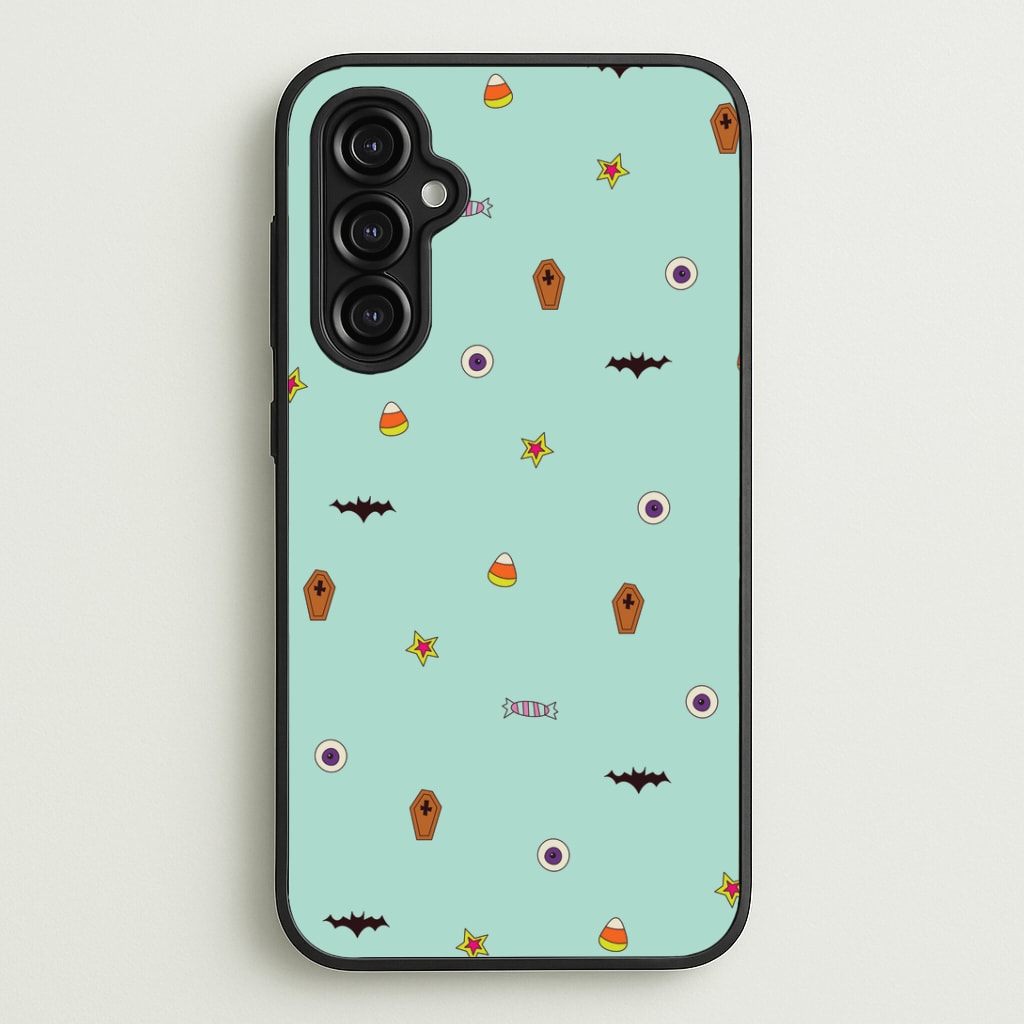 Minature Halloween Cartoons Pattern Galaxy A14 Case