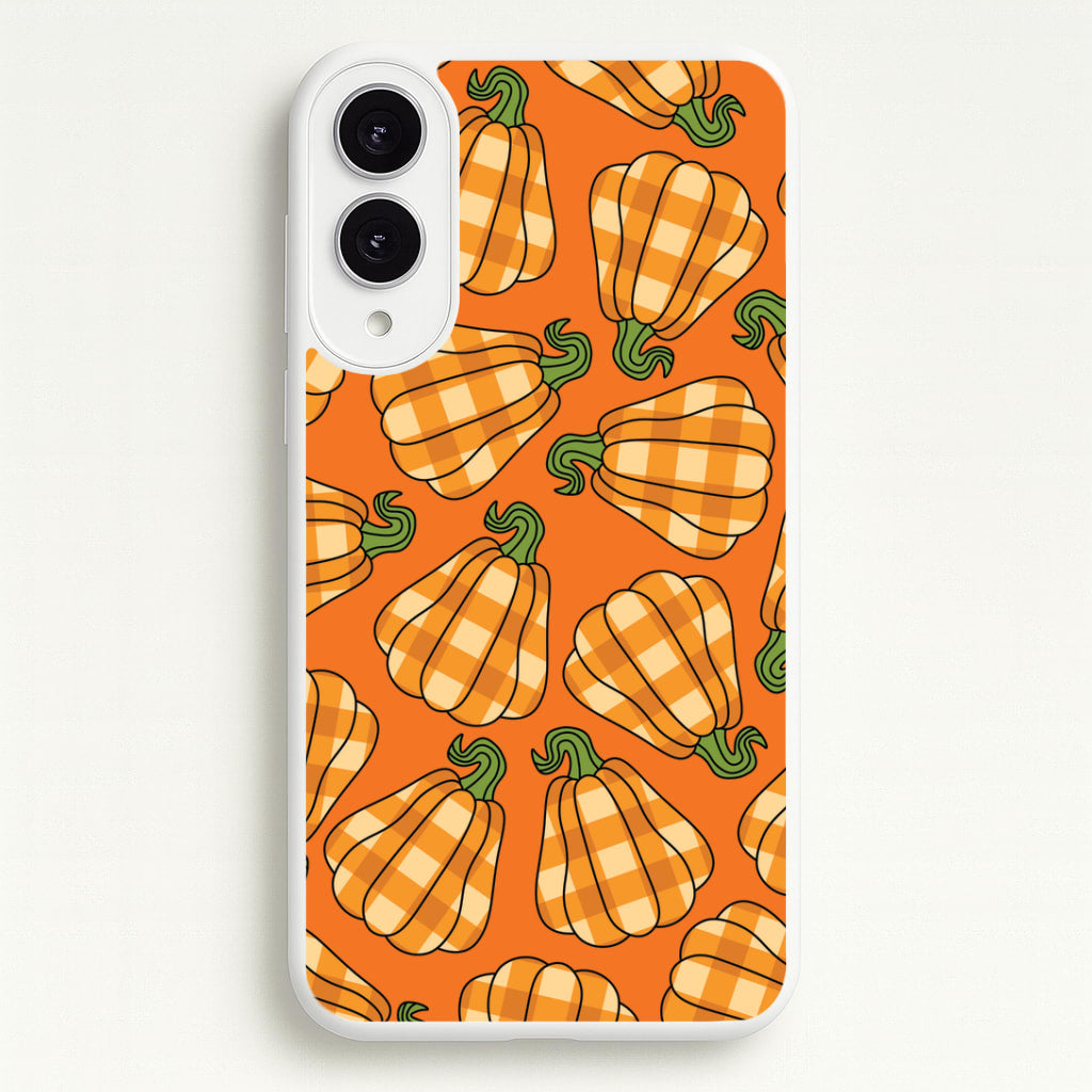 Tartan Pumpkins Pattern Galaxy S25 Edge Case