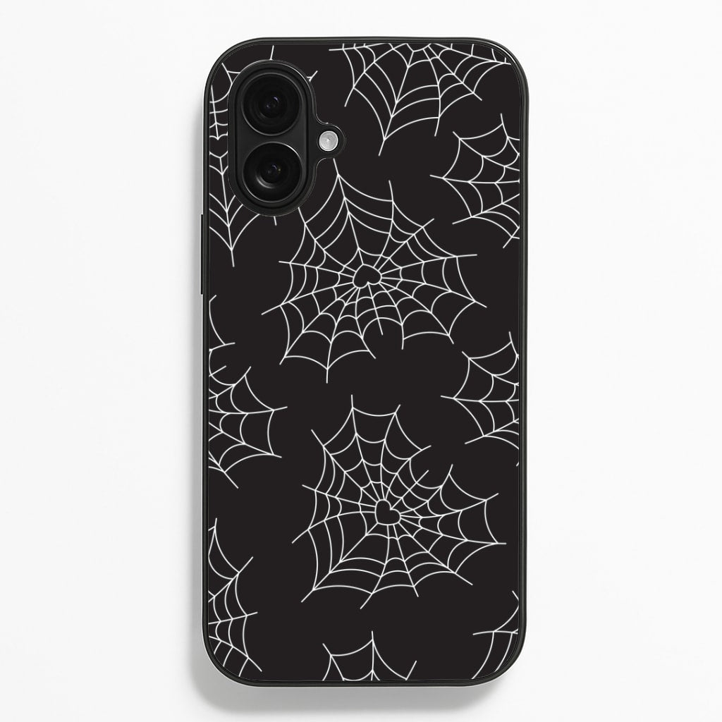 Spiderweb Hearts Pattern iPhone 16 Plus Case