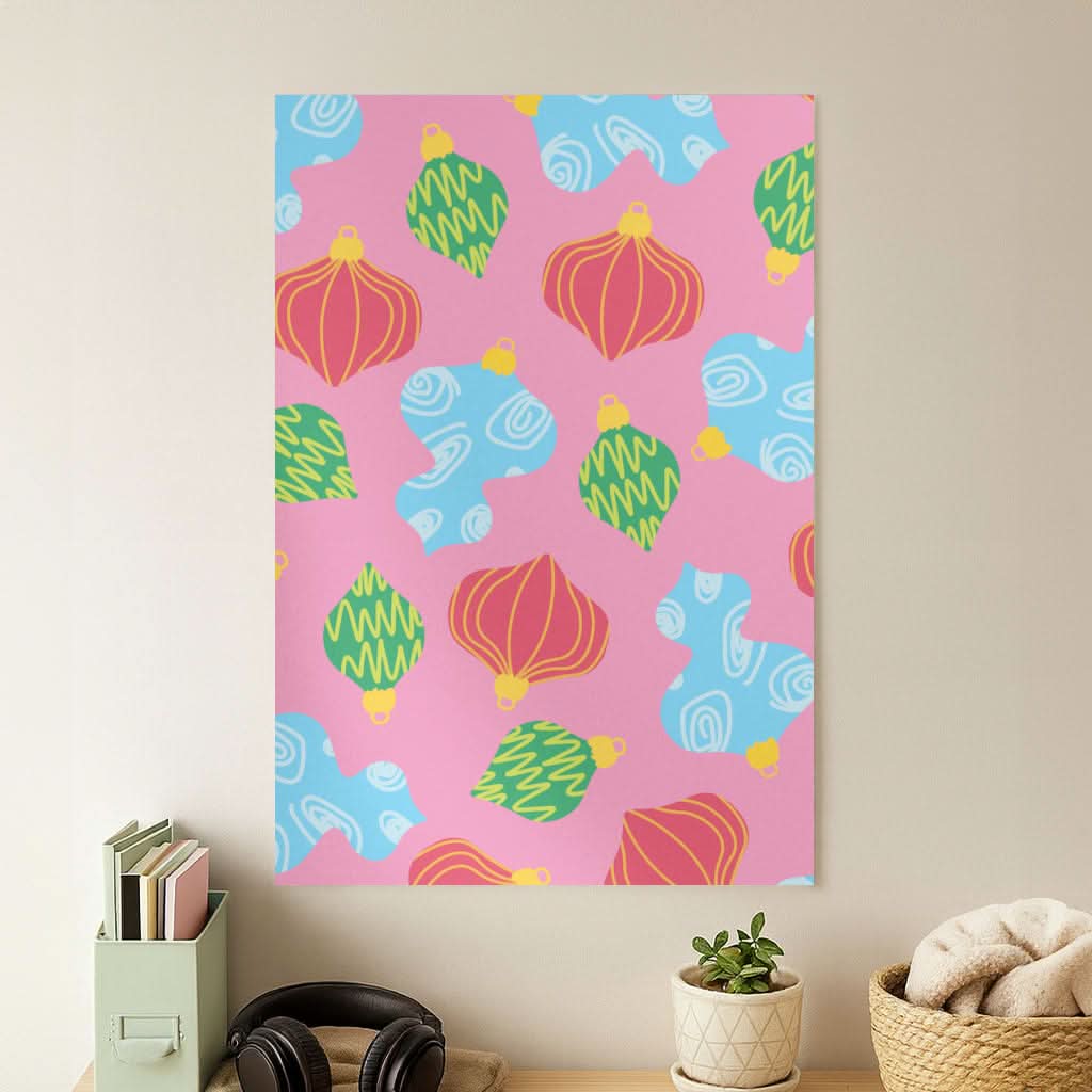 Abstract Christmas Baubles Pattern Poster