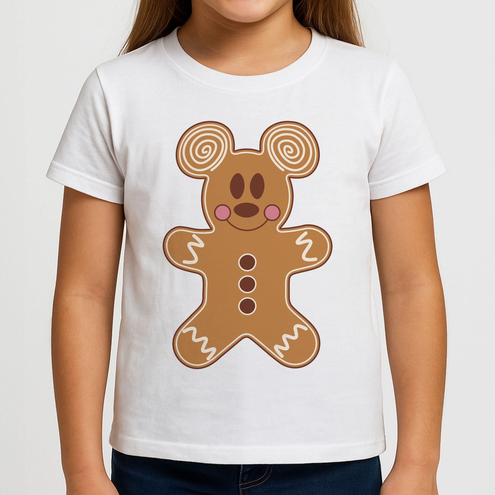 Cartoon Mouse Gingerbread Girls T-Shirt