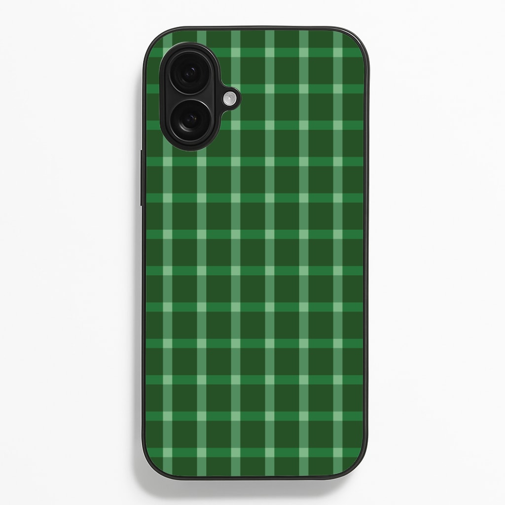 Dark Green Tartan Christmas Pattern iPhone 16 Plus Case