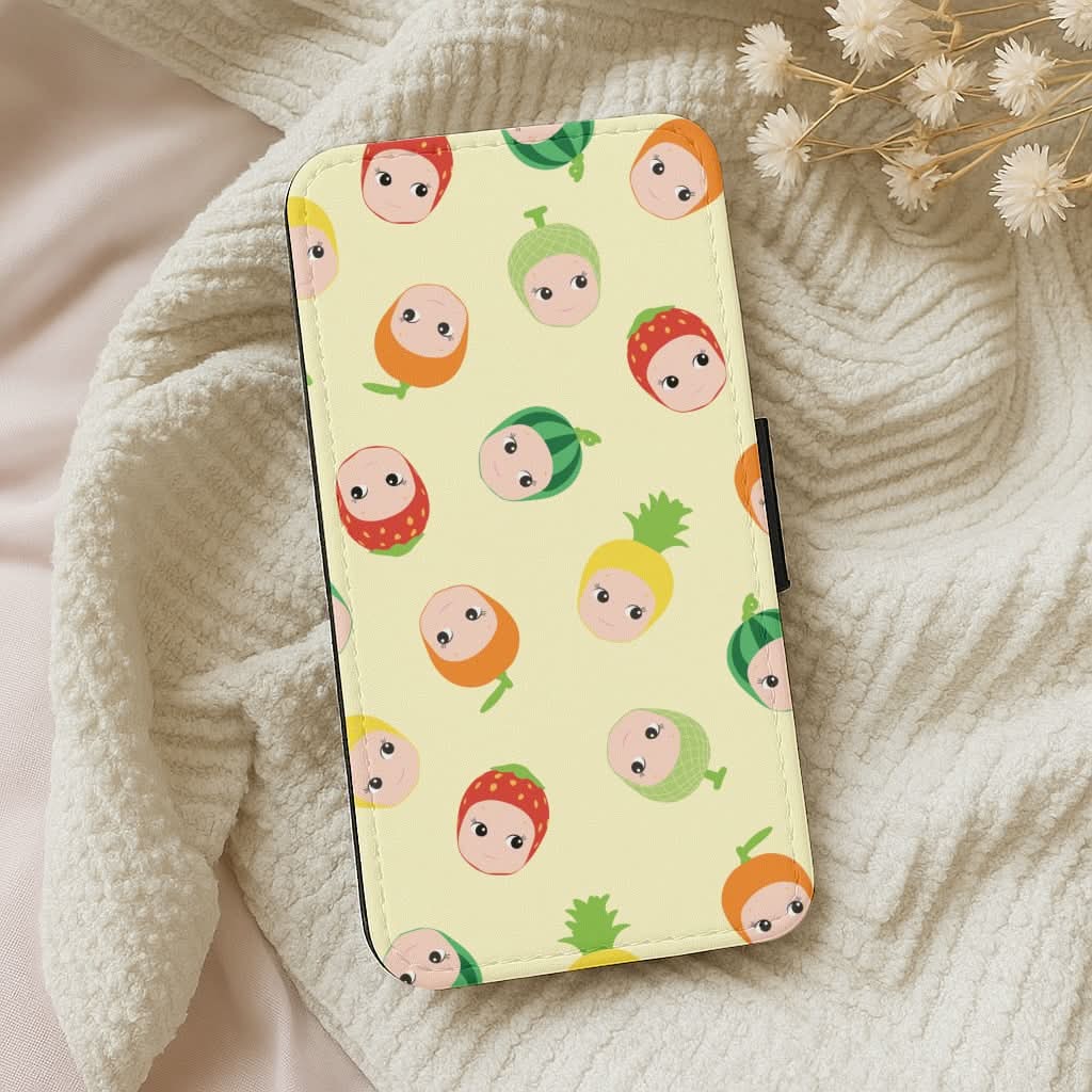 Fruit Angels Pattern Leather Phone Case