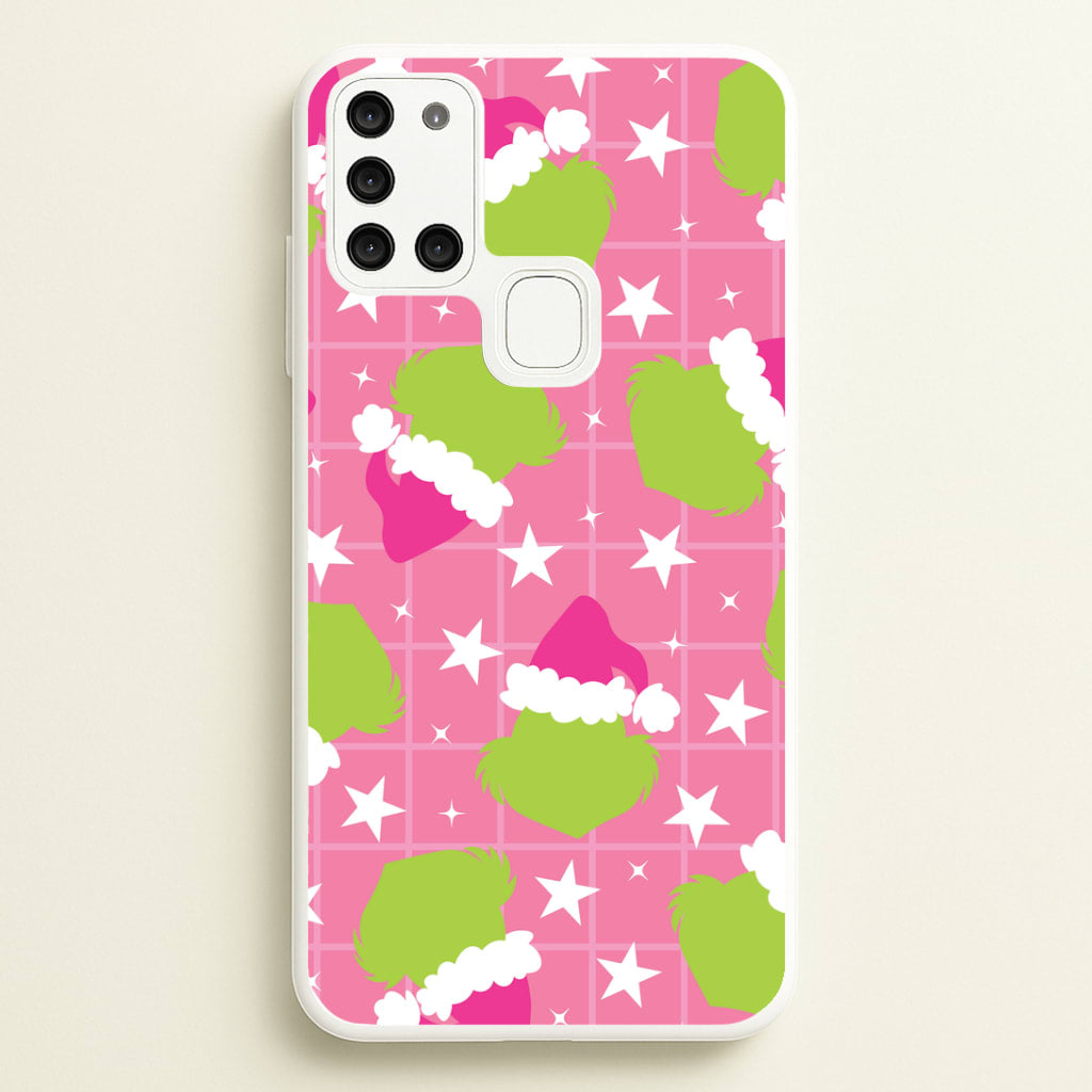 Pink Green Creature Xmas Pattern Galaxy A21s Case