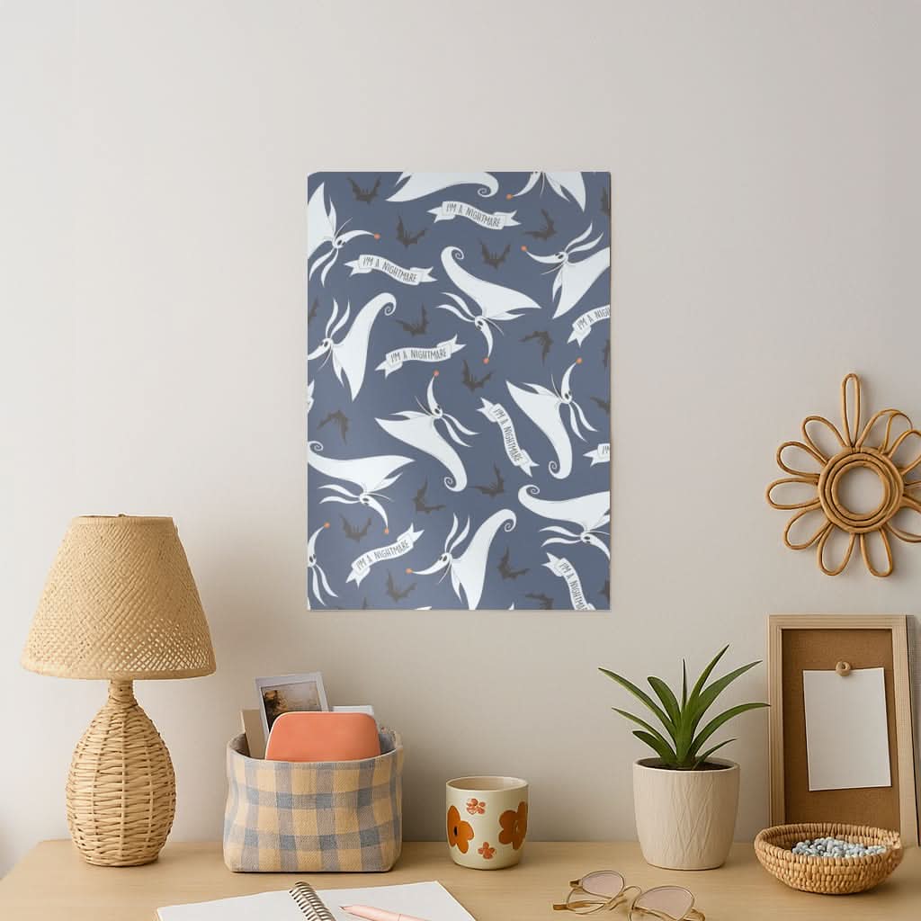 Skeleton Dog And Bats Pattern Art Print