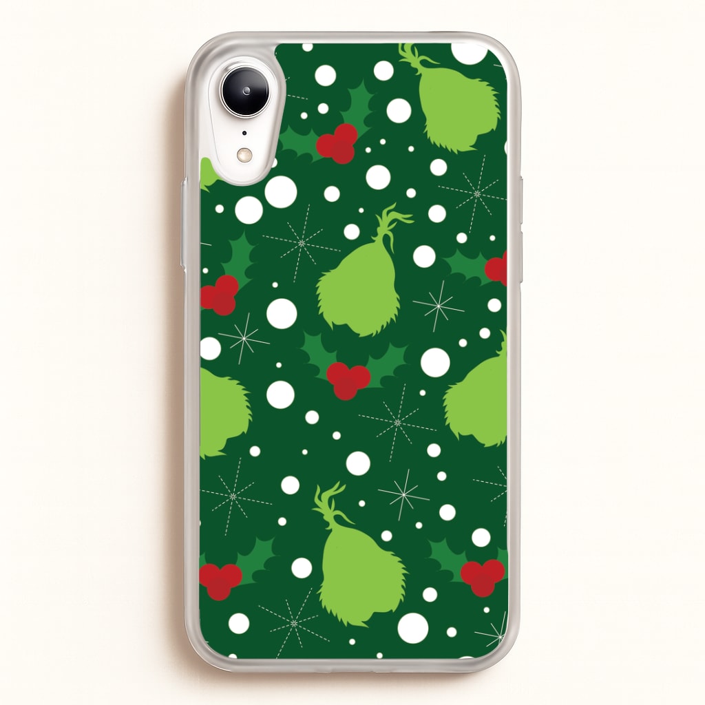 Green Creature Christmas Pattern iPhone XR Case