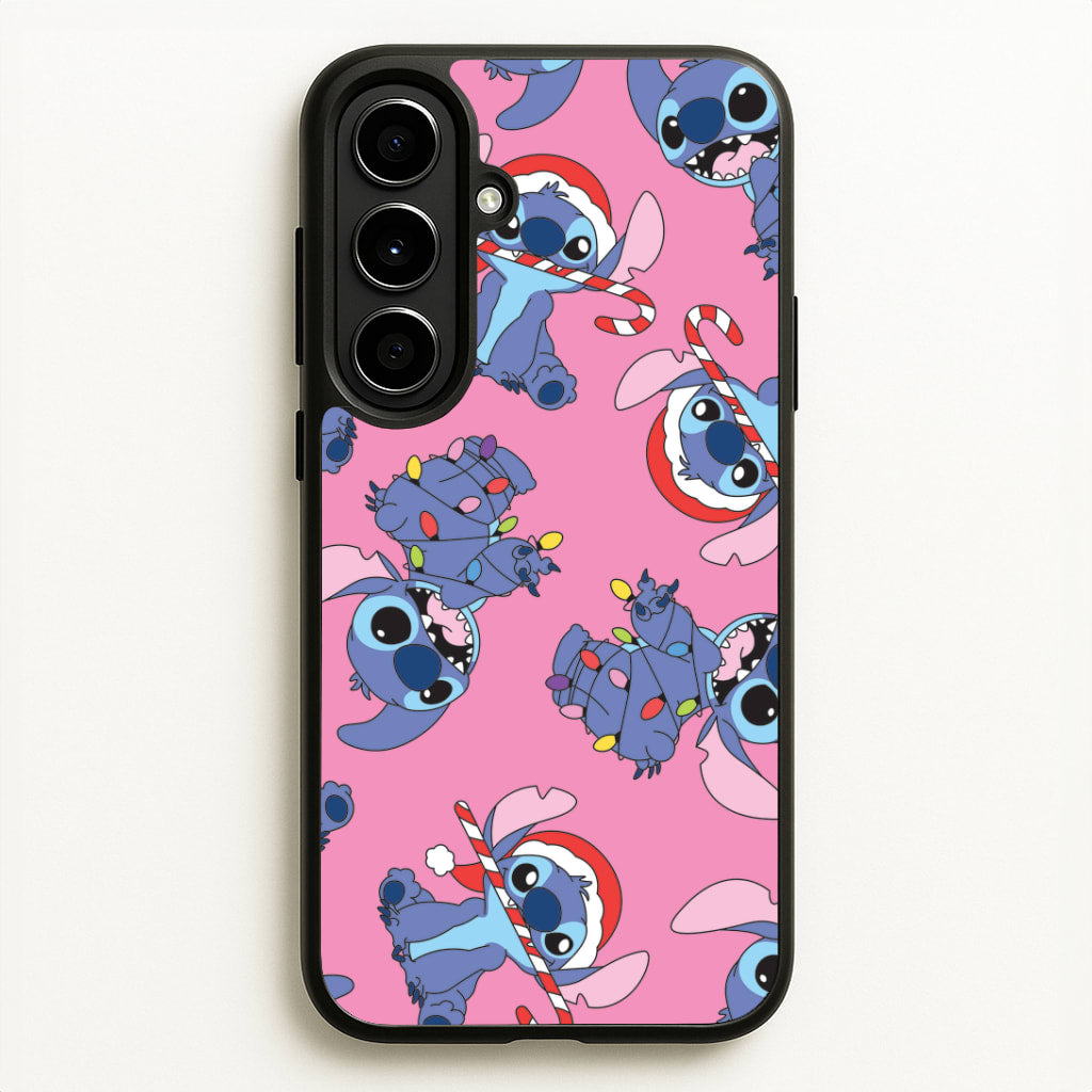 Christmas Cute Blue Alien Pattern Galaxy A56 Case