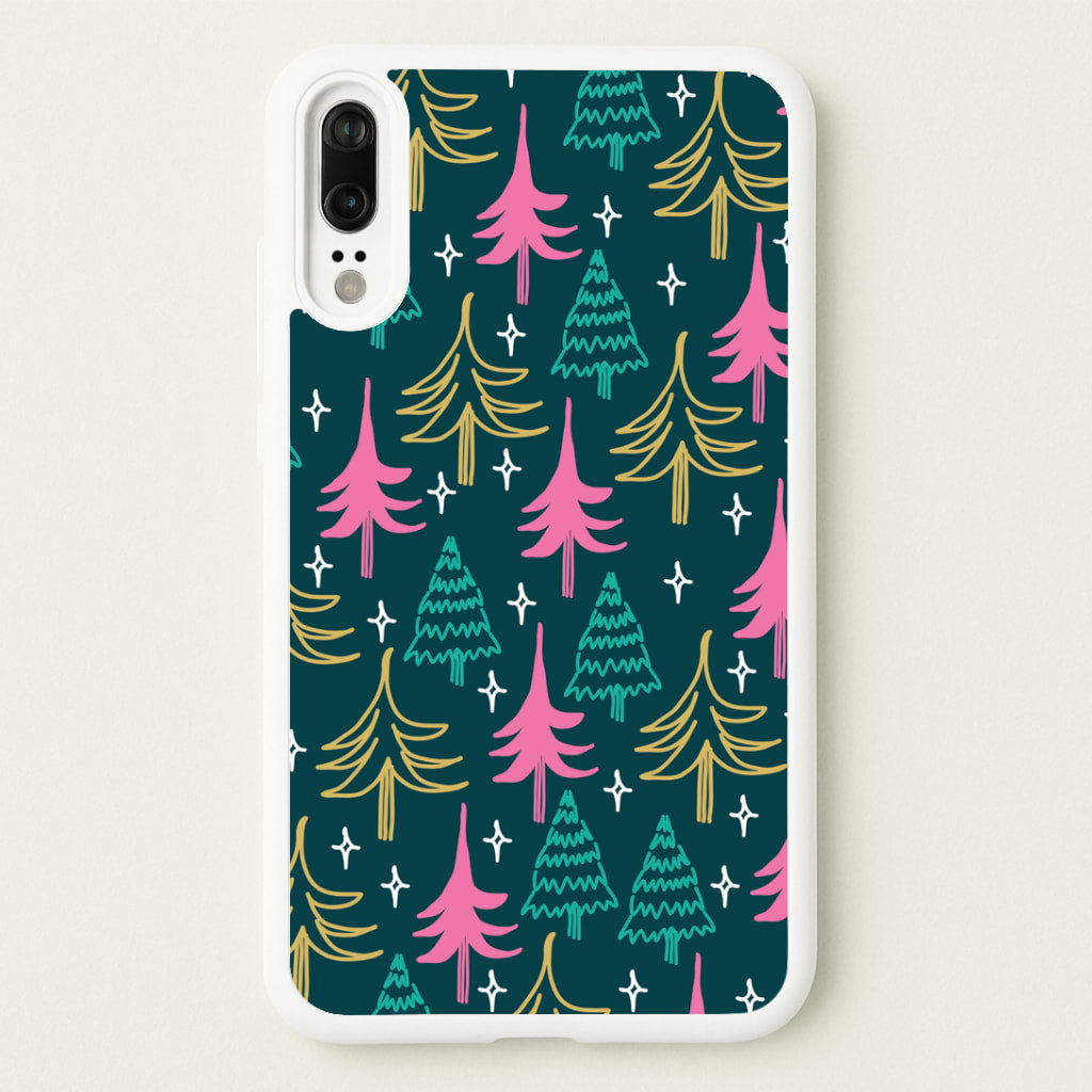 Colourful Sketched Christmas Trees Pattern Huawei P20 Case