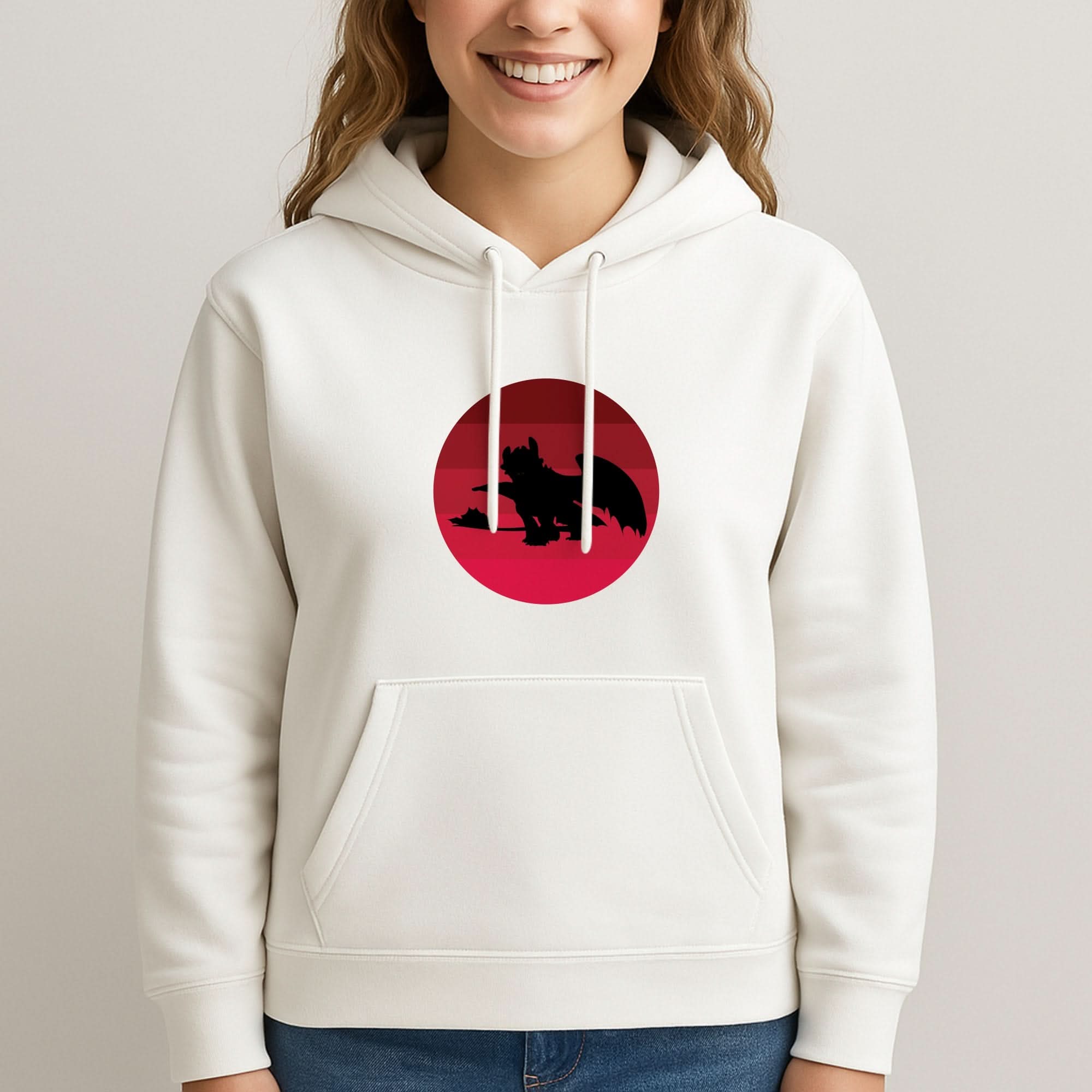 Red Sunset Dragon Womans Hooded Sweatshirt