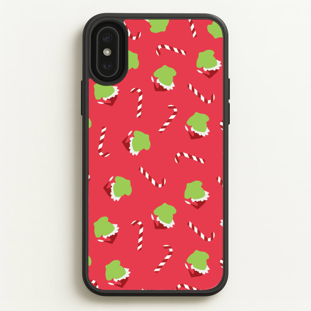 Green Creature And Candy Canes Pattern iPhone XS Max Case