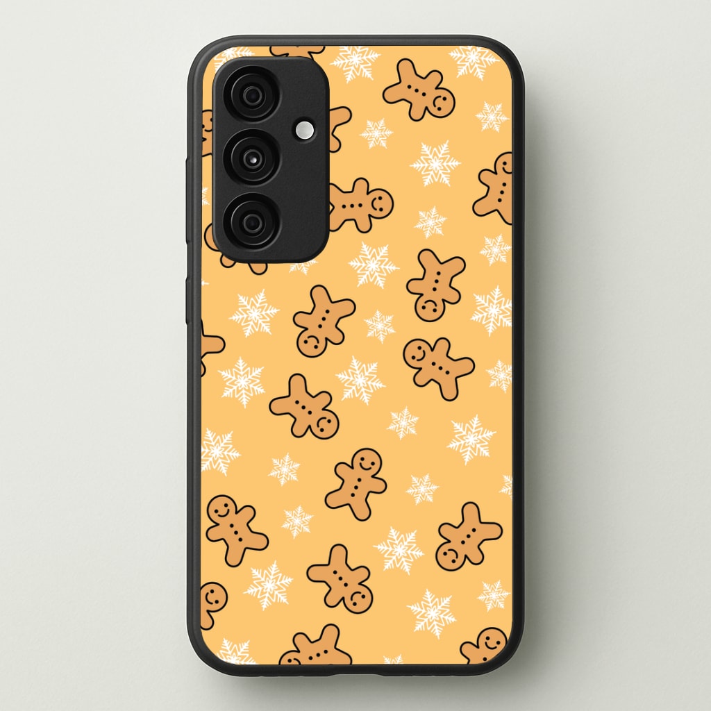 Cute Gingerbread And Snowflakes Pattern Galaxy A55 Case