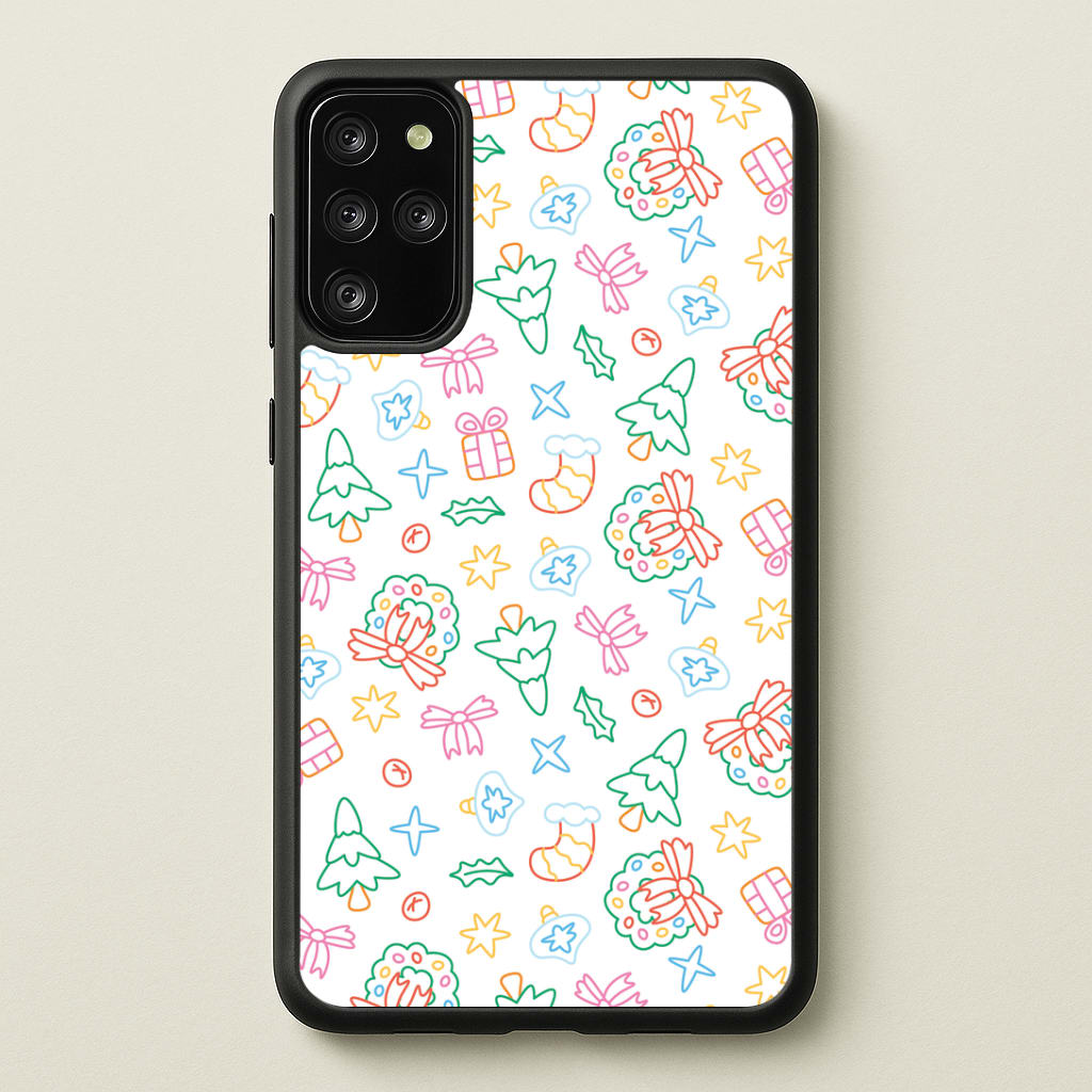 Neon Christmas Icons Pattern II Galaxy S20 Plus Case