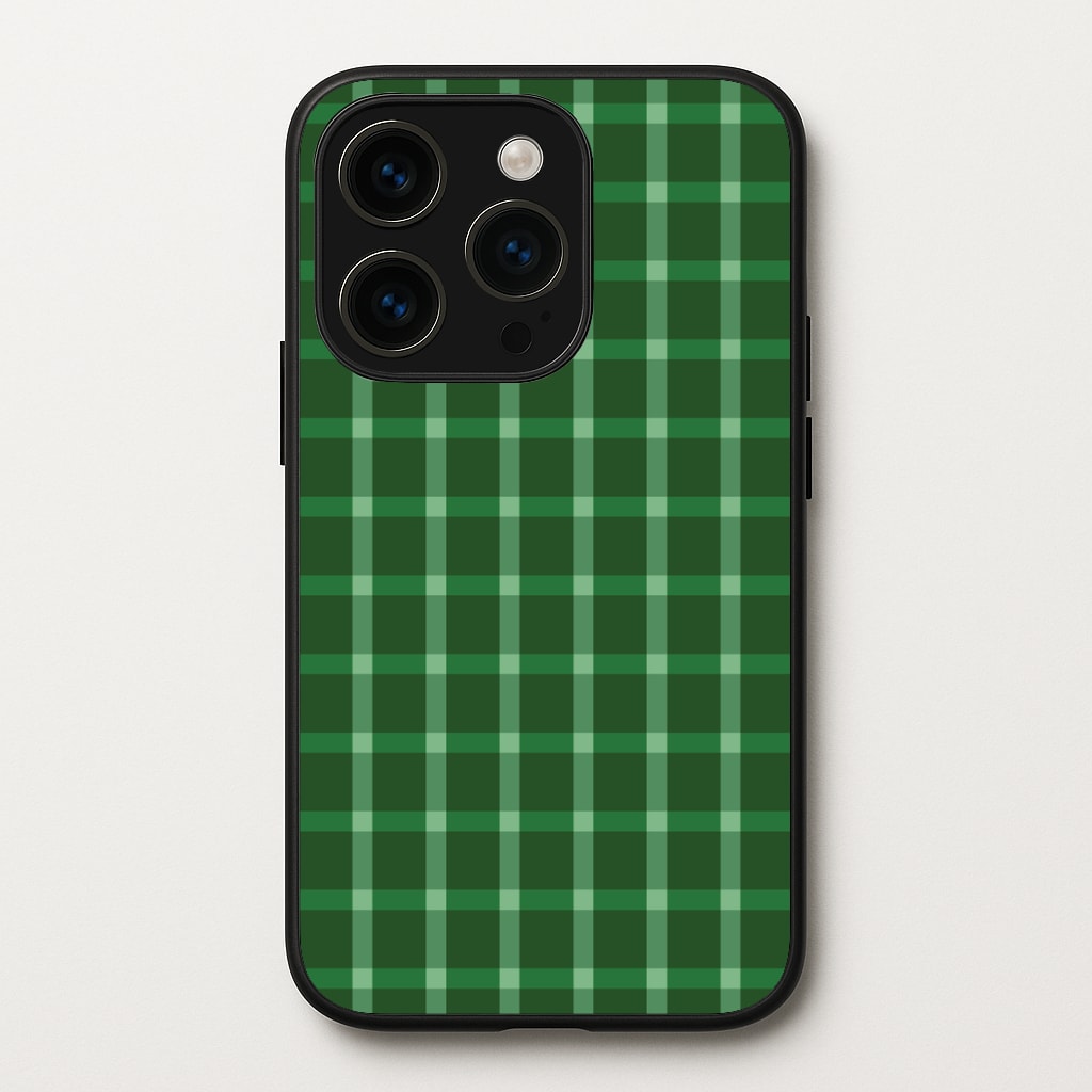 Dark Green Tartan Christmas Pattern iPhone 15 Pro Max Case