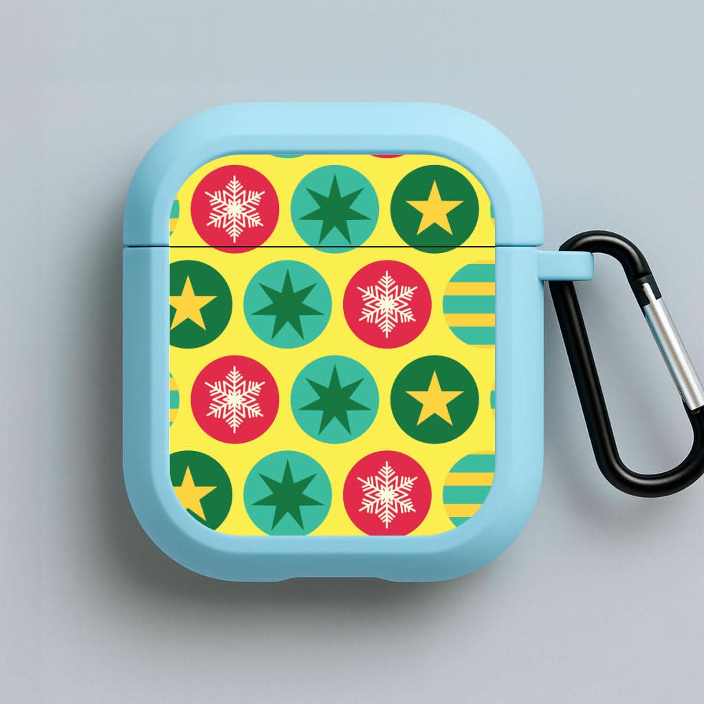 Colourful Abstract Baubles Christmas Pattern Blue AirPods Case