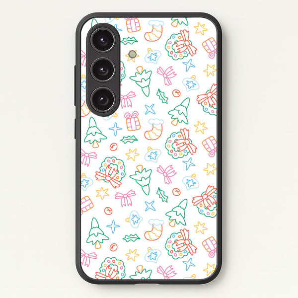 Neon Christmas Icons Pattern II Galaxy S24 Plus Case