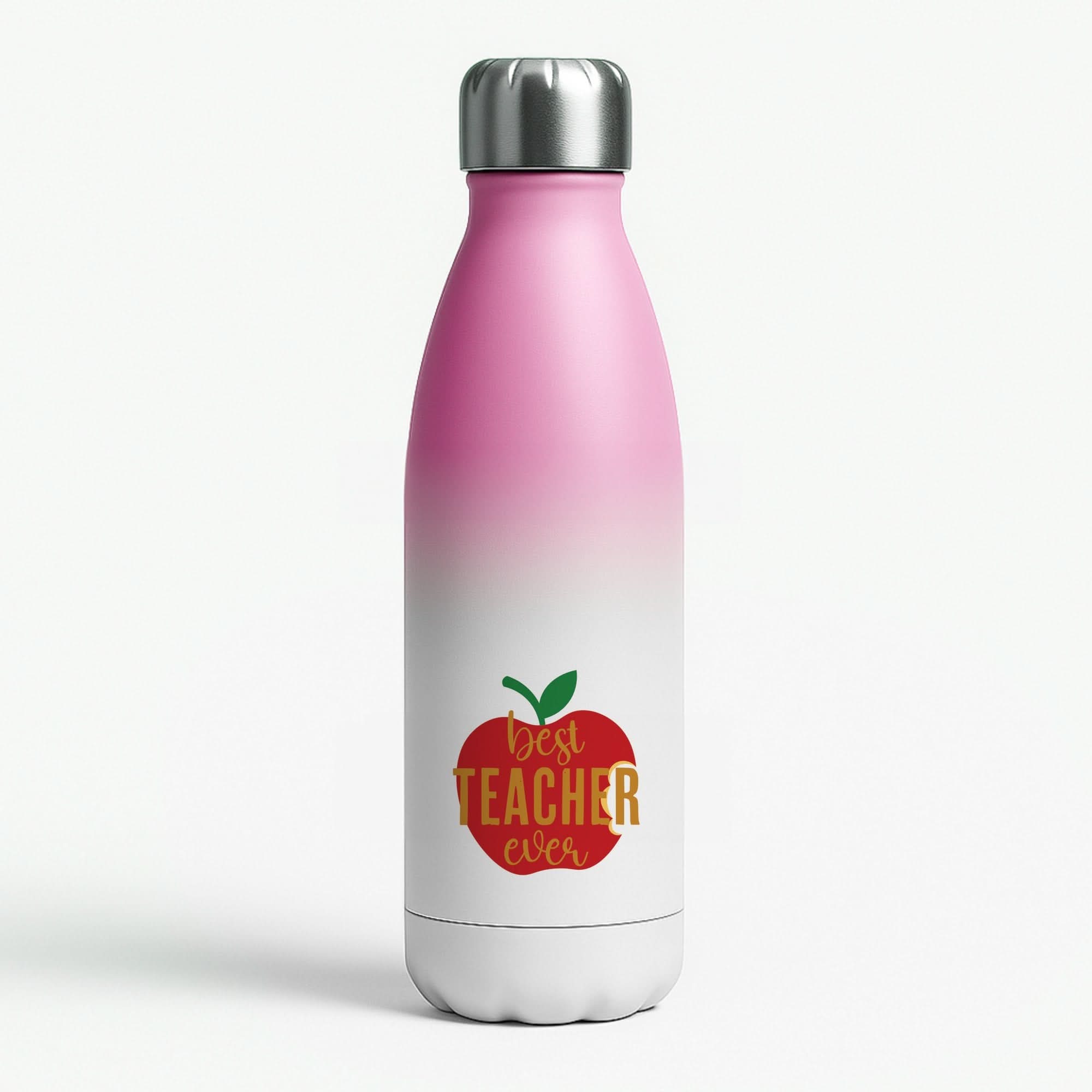 Apple Best Teacher Ever Pink Water Bottle