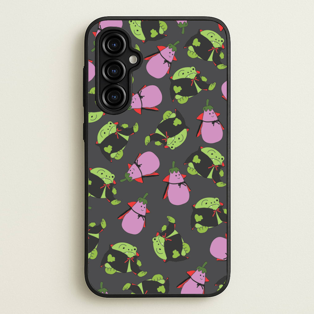 Vampire Frogs And Vegetables Pattern - Halloween Galaxy A54 Case