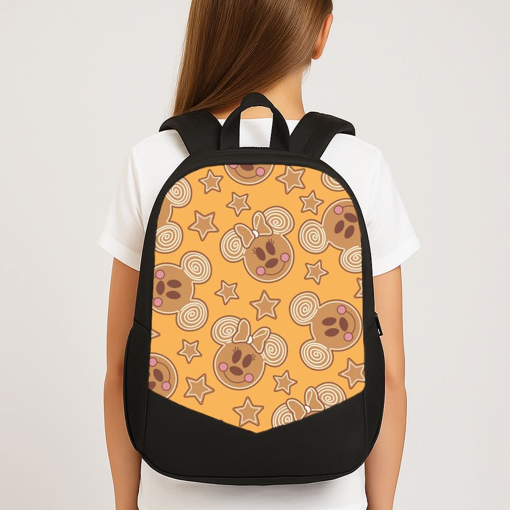 Cartoon Mouse Gingerbread Pattern School Bag