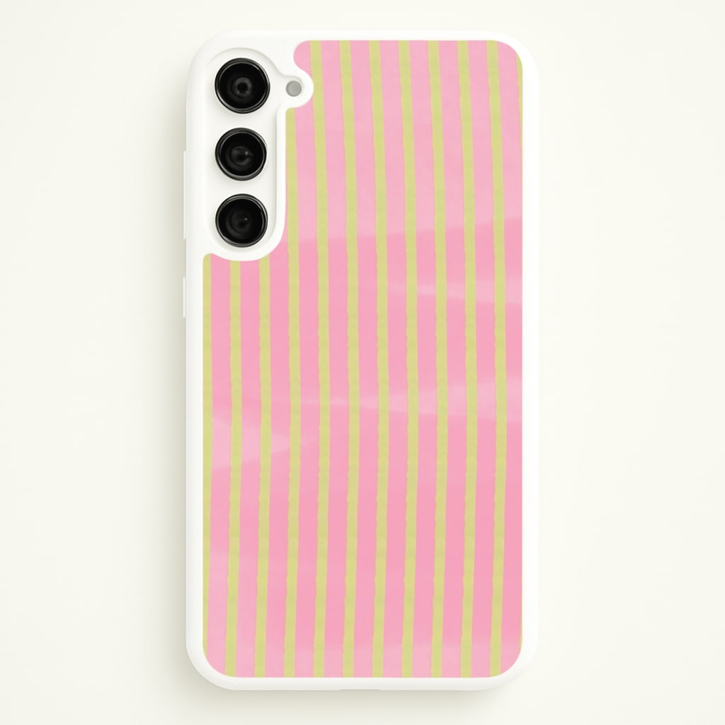 Pink Meadow Stripes Galaxy S23 Plus Case
