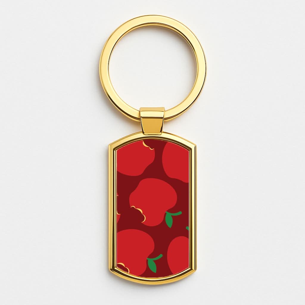 Teacher Apples Pattern Gold Keyring