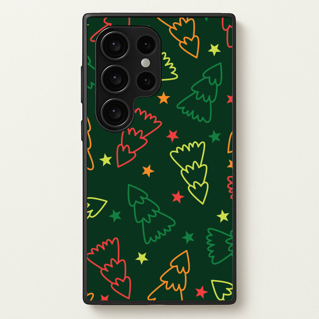 Colourful Christmas Tree Outlines Pattern Galaxy S24 Ultra Case