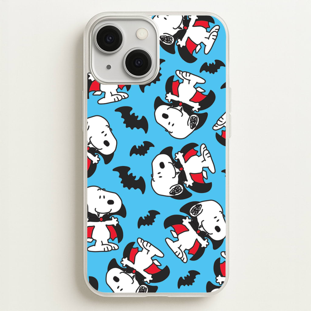 Cartoon Beagle Vampire And Bats Pattern iPhone 13 Case