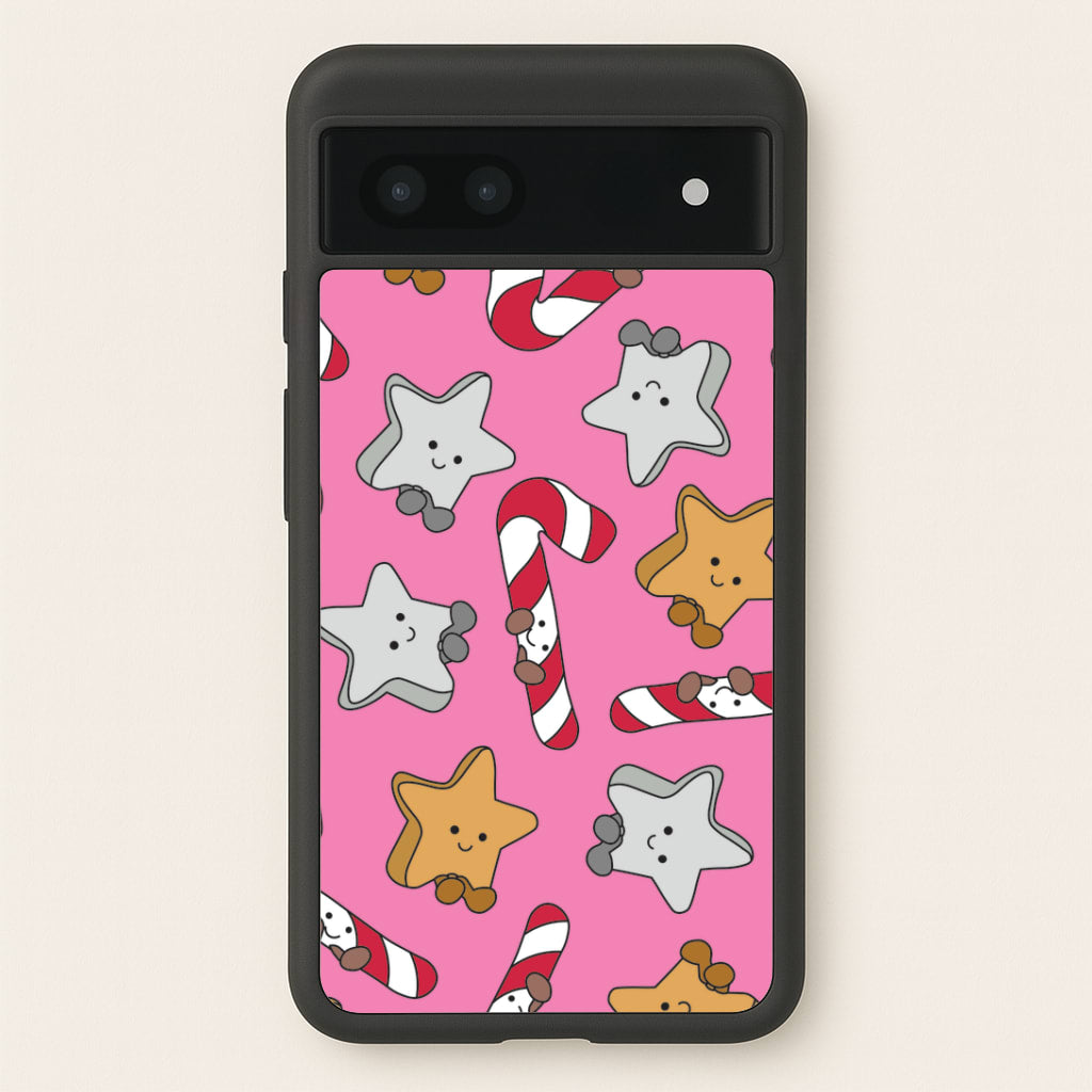 Pink Christmas Plushies Pattern Google Pixel 7a Case