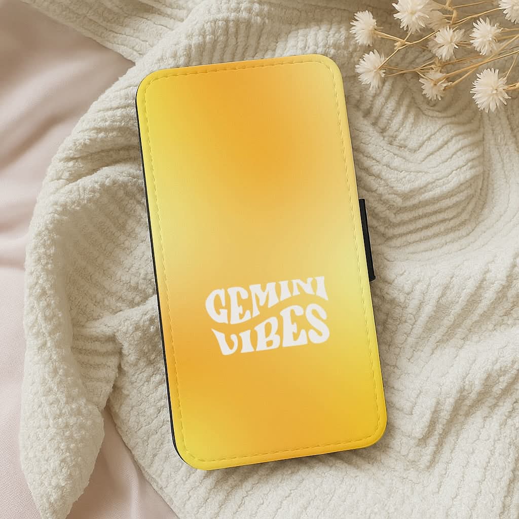 Gemini Vibes Gradient Zodiac Leather Phone Case