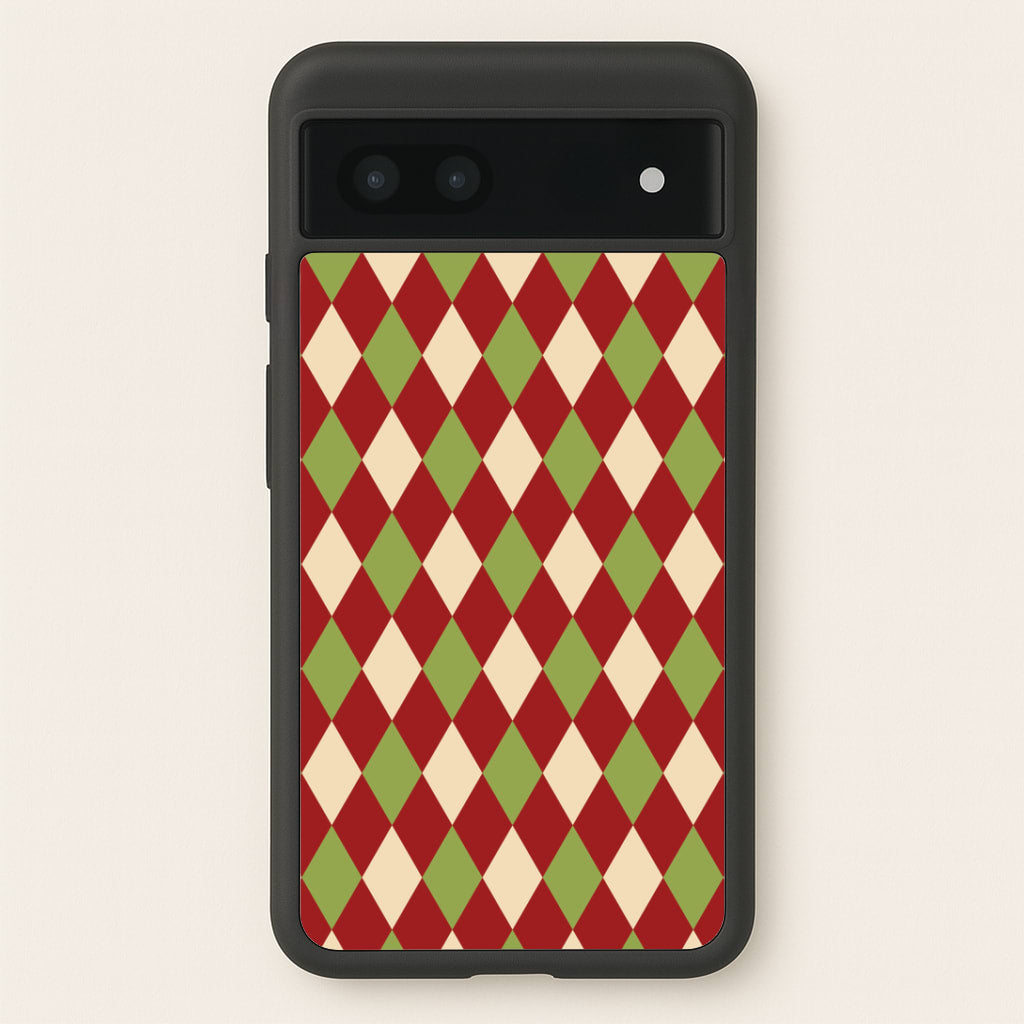 Red And Green Argyle Christmas Pattern Google Pixel 7a Case