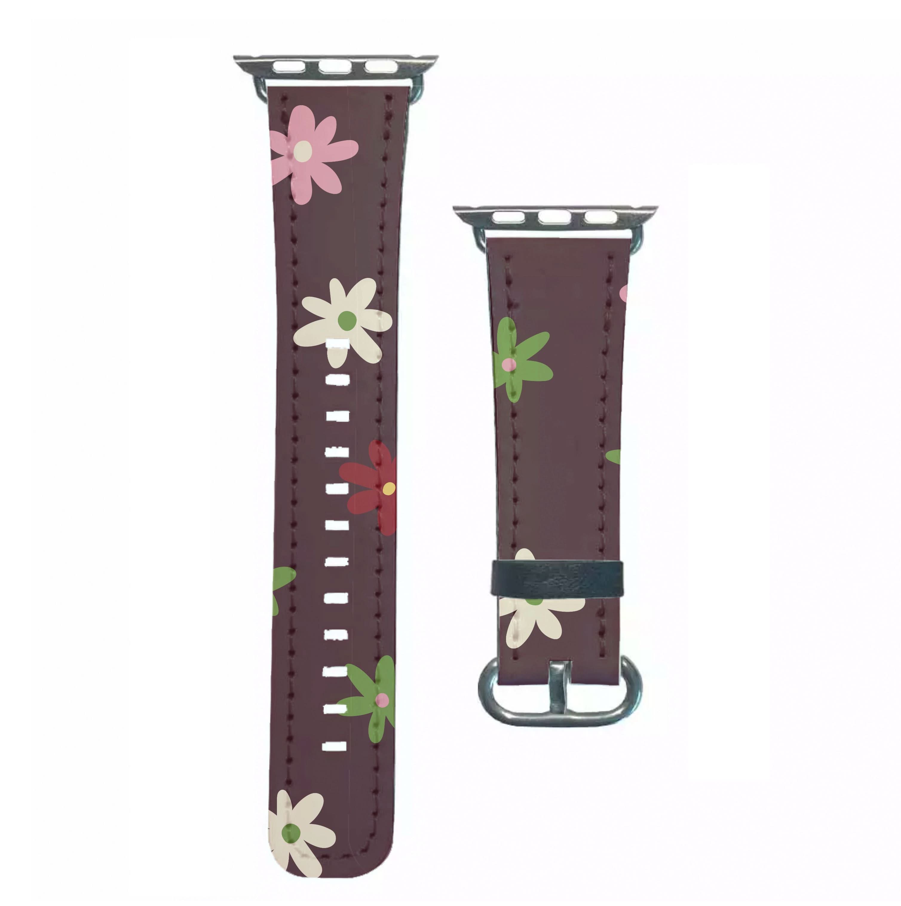 Dark Whimsical Flower Pattern Apple Watch Strap