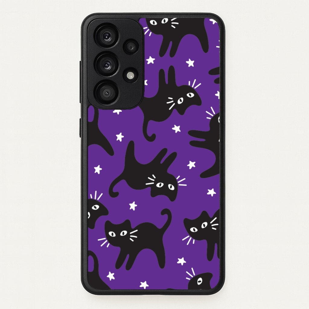 Cartoon Black Cats And Stars Pattern Galaxy A53 Case