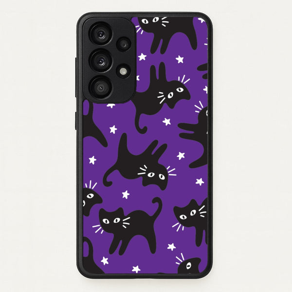 Cartoon Black Cats And Stars Pattern Galaxy A53 Case