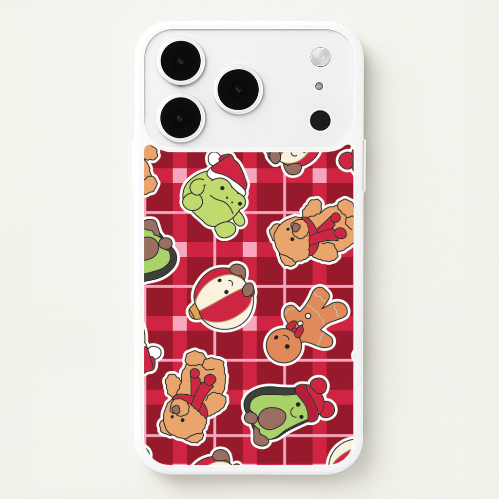 Christmas Plushies Tartan Pattern iPhone 17 Pro Case