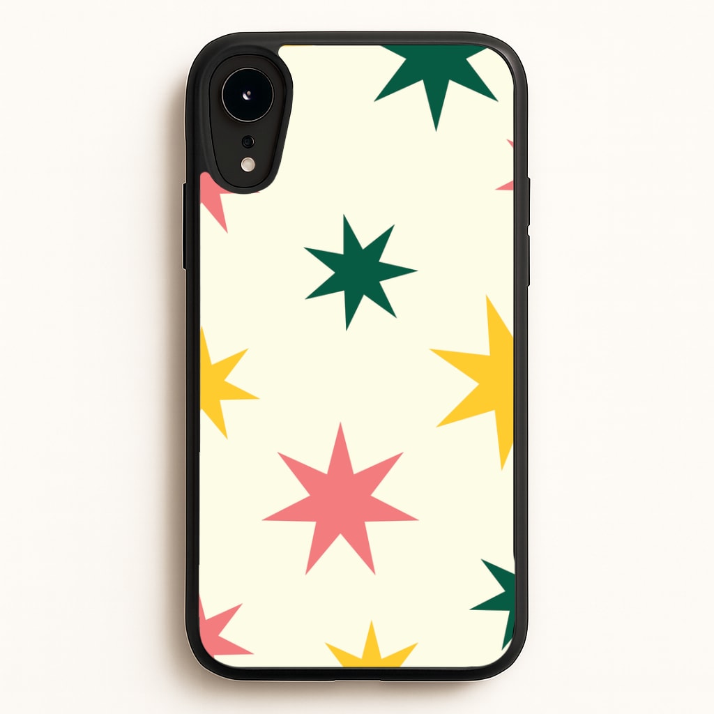 Colourful Christmas Stars Pattern iPhone XR Case