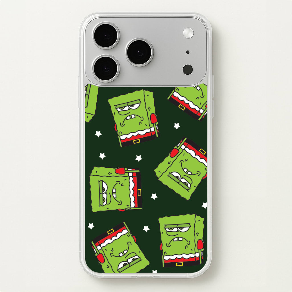 Grumpy Christmas Cartoon Sponge Pattern iPhone 17 Pro Max Case