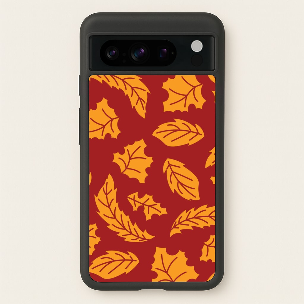 Orange Leaves Pattern Google Pixel 8 Pro Case