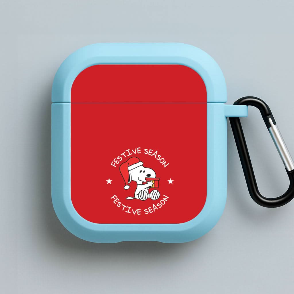Cartoon Beagle Festive Season Blue AirPods Case