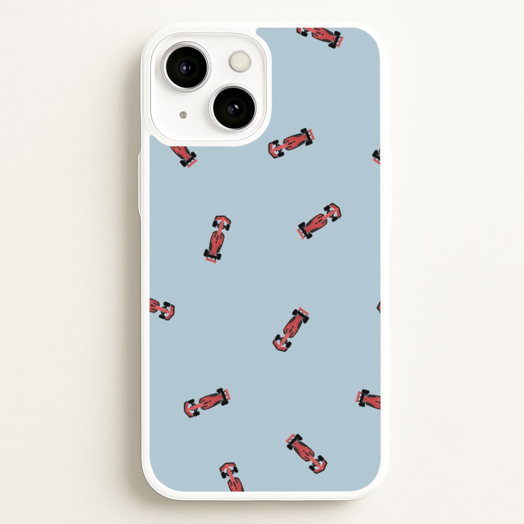 Race Cars Pattern Blue iPhone 13 Mini Case