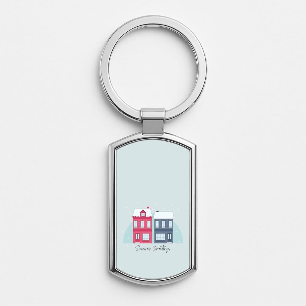 Seasons Greetings Winter Townhouses Luxury Keyring