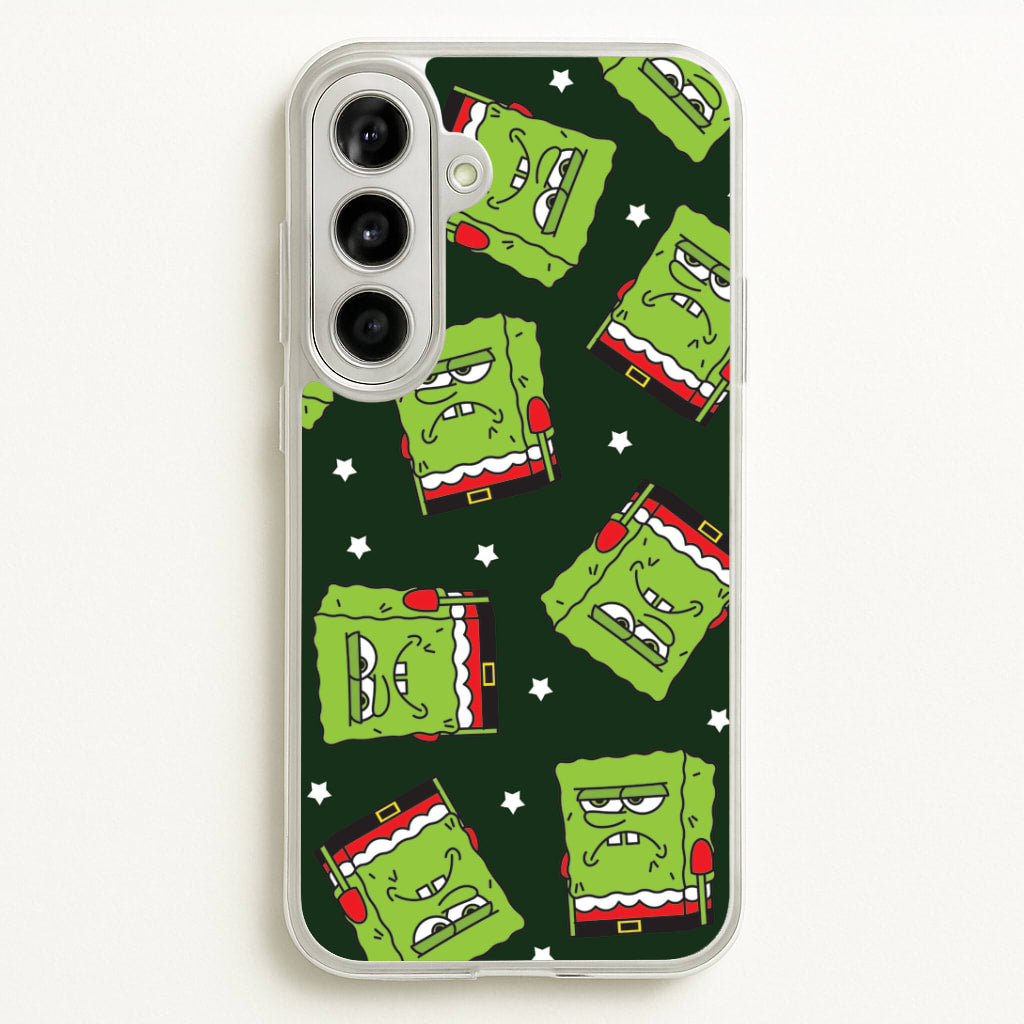 Grumpy Christmas Cartoon Sponge Pattern Galaxy A56 Case