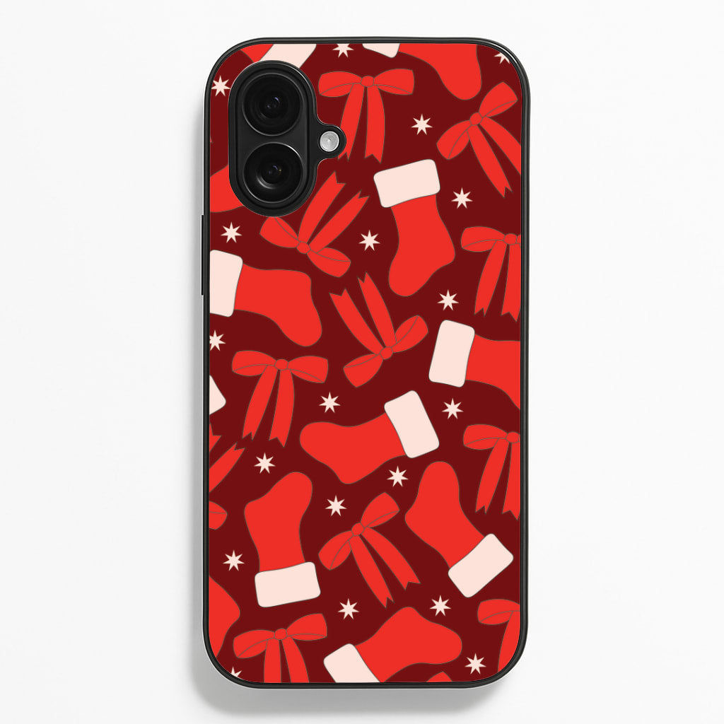 Stockings And Bows Pattern iPhone 16 Plus Case