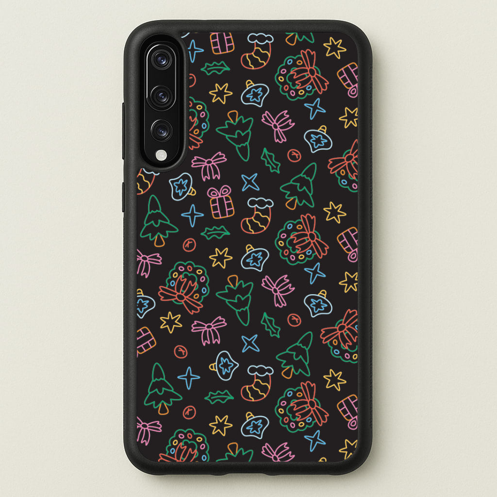 Neon Christmas Icons Pattern I Huawei P20 Pro Case
