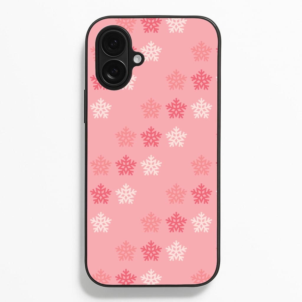 Red Slowflakes Christmas Pattern iPhone 16 Plus Case