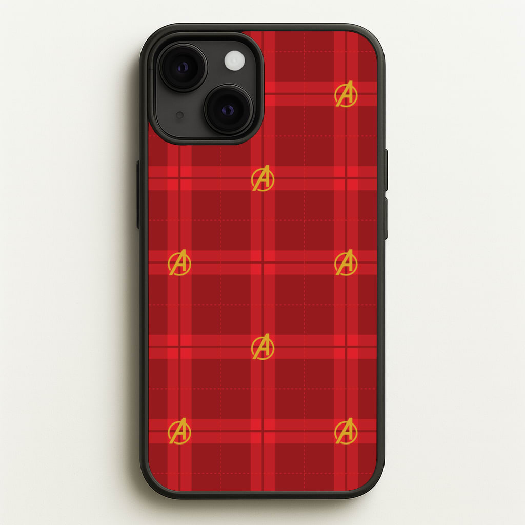 Superhero Team Red Tartan Pattern iPhone 13 Mini Case