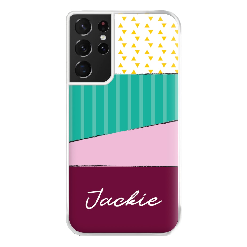 Geometric Patterns Personalised Name Galaxy S21 Ultra Case