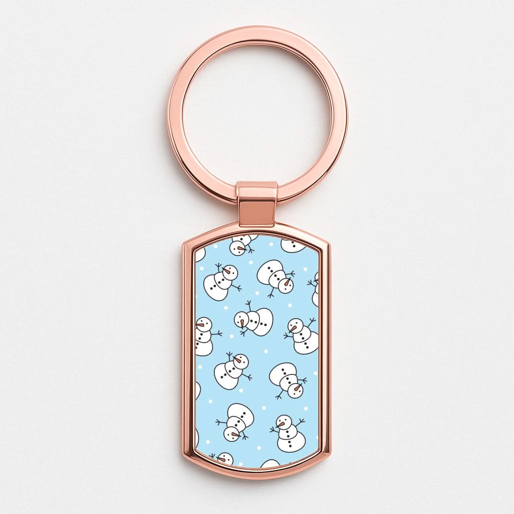 Cartoon Snowmen Pattern Rose Gold Keyring